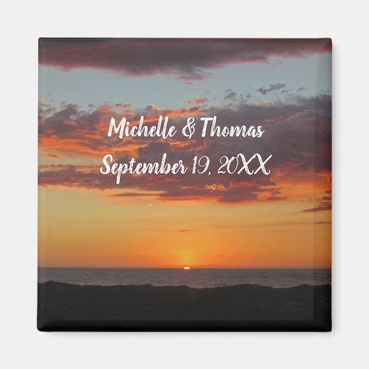 Aimant Mariage de plage Coucher de soleil orange Pacifiqu (Devant)