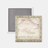 Aimant mariage de printemps aux fleurs de cerisier japona (Recto/Verso)