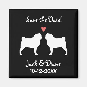 Aimant Mariage de Pug Date à Sauvegarder