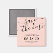 Aimant Mariage de script rose vif moderne Enregistrer la  (Recto/Verso)
