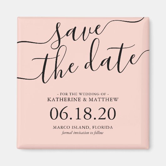 Aimant Mariage de script rose vif moderne Enregistrer la  (Devant)