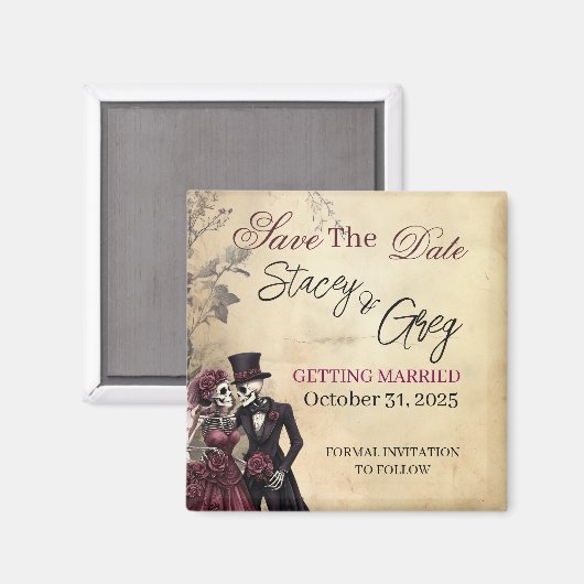 Aimant Mariage de squelette gothique rustique (Recto/Verso)