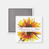 Aimant Mariage de tournesol Enregistrer l'aimant de date (Recto/Verso)