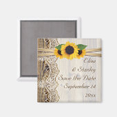 Aimant Mariage dentelle et tournesol en bois Enregistrer  (Recto/Verso)