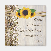 Aimant Mariage dentelle et tournesol en bois Enregistrer  (Devant)