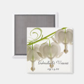 Aimant Mariage des fleurs du coeur saignant blanc (Recto/Verso)
