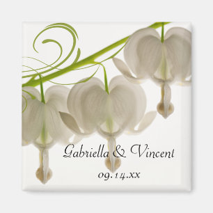 Aimant Mariage des fleurs du coeur saignant blanc
