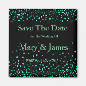 Aimant Mariage Élégant Enregistrer La Date GreenGlitter É (Devant)