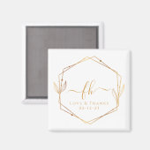 Aimant Mariage Élégant Remerciements Monogramme Or Blanc (Recto/Verso)