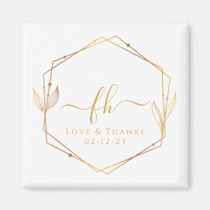Aimant Mariage Élégant Remerciements Monogramme Or Blanc