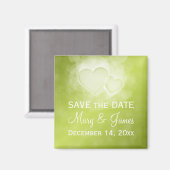 Aimant Mariage Élégant Sauvez La Date Moderne Coeurs Vert (Recto/Verso)
