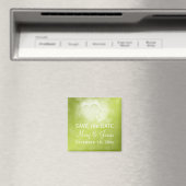 Aimant Mariage Élégant Sauvez La Date Moderne Coeurs Vert (In Situ (Lave-vaisselle))