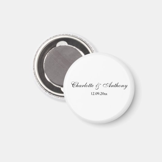 Aimant Mariage Élégant Script Creative Black White (Recto/Verso)