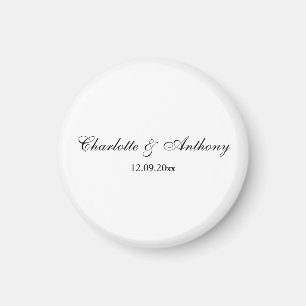 Aimant Mariage Élégant Script Creative Black White