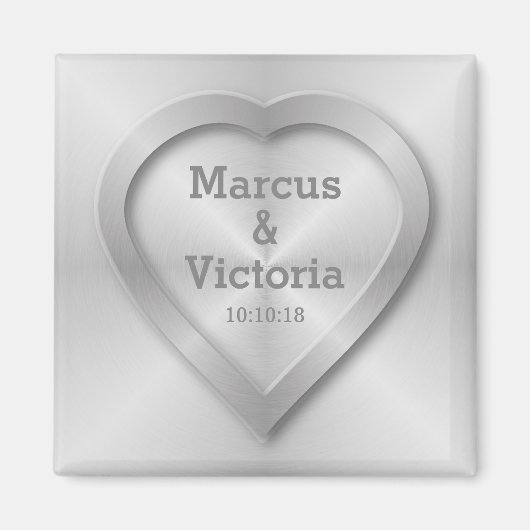 Aimant Mariage en acier inoxydable brossé (Devant)