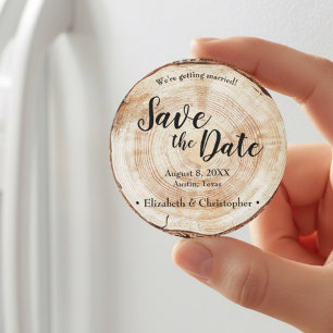 Aimant Mariage en bois rustique Économisez la date Person