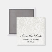 Aimant Mariage en dentelle blanche Enregistrer la date (Recto/Verso)