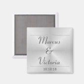 Aimant Mariage en métal brossé moderne (Recto/Verso)