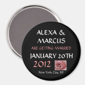 Aimant Mariage Enregistrer la date Arrondi de l'aimant (Recto/Verso)