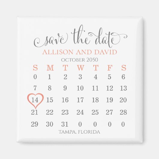 Aimant Mariage Enregistrer la date de vidage 5 lignes Cal (Devant)