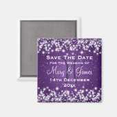 Aimant Mariage Enregistrer La Date Hiver Étincelle Violet (Recto/Verso)