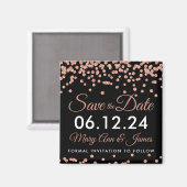 Aimant Mariage Enregistrer La Date Rose Gold Parties scin (Recto/Verso)