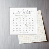Aimant Mariage Enregistrer la date Sage 5 lignes Calendri