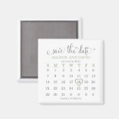 Aimant Mariage Enregistrer la date Sage 5 lignes Calendri (Recto/Verso)
