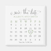 Aimant Mariage Enregistrer la date Sage 5 lignes Calendri (Devant)