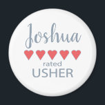 Aimant Mariage et mariage 5 Coeur Usher<br><div class="desc">Les membres de la fête nuptiale et de la fête de mariage se sentiront aimés et appréciés avec un cadeau "cinq coeurs" fait spécialement pour eux. L’amour est ce dont il s’agit. Qu’il s’agisse d’un mariage de la ville ou d’un mariage de destination, les articles personnalisés vous apporteront des sourires....</div>