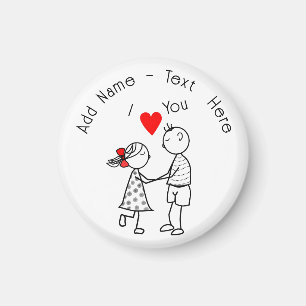 Aimant Mariage et Nom personnalisé - Je t'aime