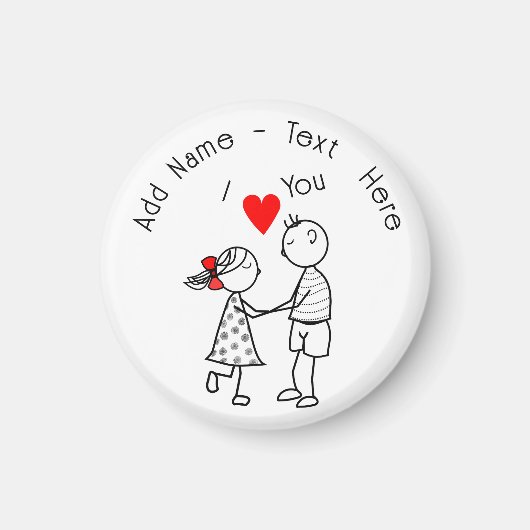 Aimant Mariage et Nom personnalisé - Je t'aime (Devant)