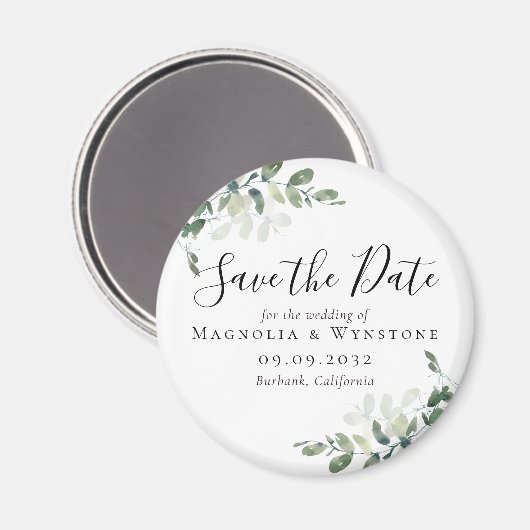 Aimant Mariage Eucalyptus Enregistrer La Date (Recto/Verso)