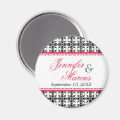 Aimant Mariage fantaisie rouge noir enregistrer la date (Recto/Verso)