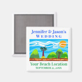Aimant Mariage Favor Beach Destination Tropicale (Recto/Verso)
