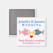 Aimant Mariage Favoriser Fish Beach Destination Tropicale (Recto/Verso)