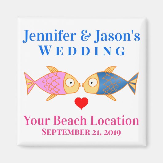 Aimant Mariage Favoriser Fish Beach Destination Tropicale (Devant)