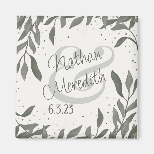 Aimant Mariage Feuilles Simple Élégant Modernité Inspirit (Devant)