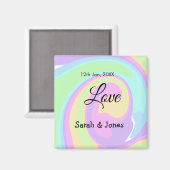 Aimant Mariage fiançailles couple coloré bohpattern (Recto/Verso)