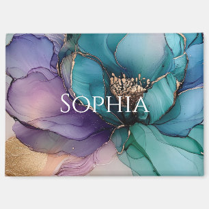 Aimant Mariage Fleur Bleu Aqua Violet Doré Bain Nuptial