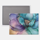 Aimant Mariage Fleur Bleu Or Aqua Violet Shower (Recto/Verso)