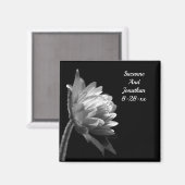 Aimant Mariage Fleur Noir Et Blanc (Recto/Verso)