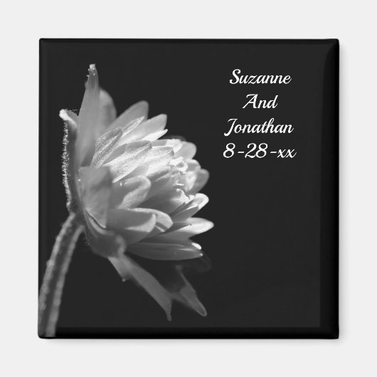 Aimant Mariage Fleur Noir Et Blanc (Devant)