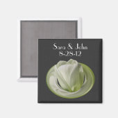 Aimant Mariage Fleur Tulipe Blanche Faveur (Recto/Verso)