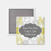 Aimant mariage fleuri gris et jaune (Recto/Verso)