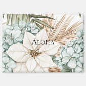 Aimant Mariage Fleurs Blanches Bleues Tropicales (Recto)
