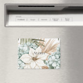 Aimant Mariage Fleurs Blanches Bleues Tropicales (In Situ (Lave-vaisselle))