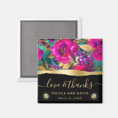 Aimant Mariage Fleurs Violet et Sarcelle Aquarelle (Recto/Verso)