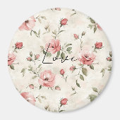 Aimant Mariage floral de roses roses blanches et blush (Devant)