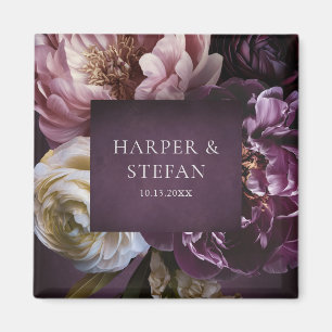 Aimant Mariage Floral Maximaliste Violet Élégant